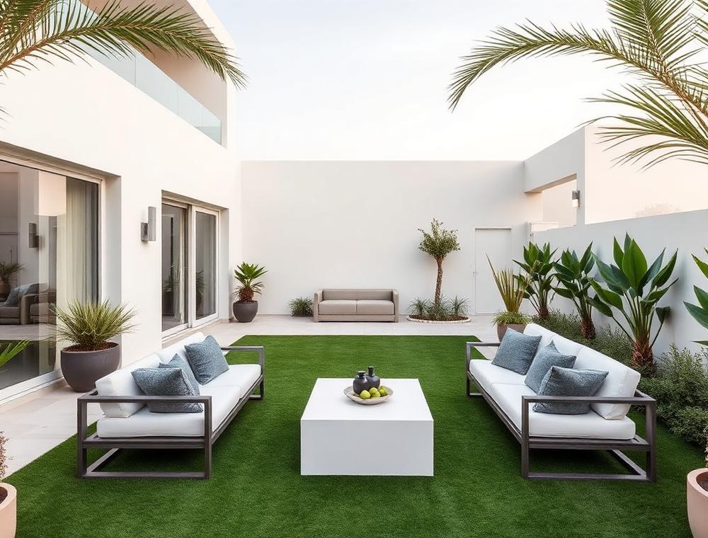 Artificial grass terrace
